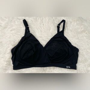 Kindly Yours XXXL Bra Black Cross Front Lightly Padded Wireless Plus Size 3XL